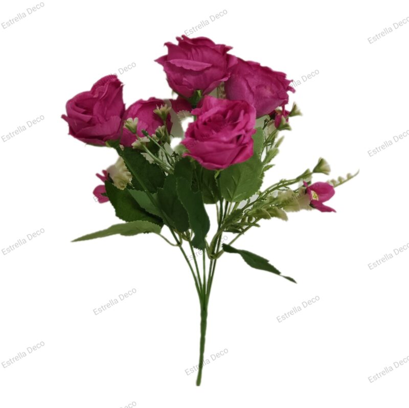 Ramo rosa artificial trae 5 rosas y 5 margaritas chicas - Imagen 7