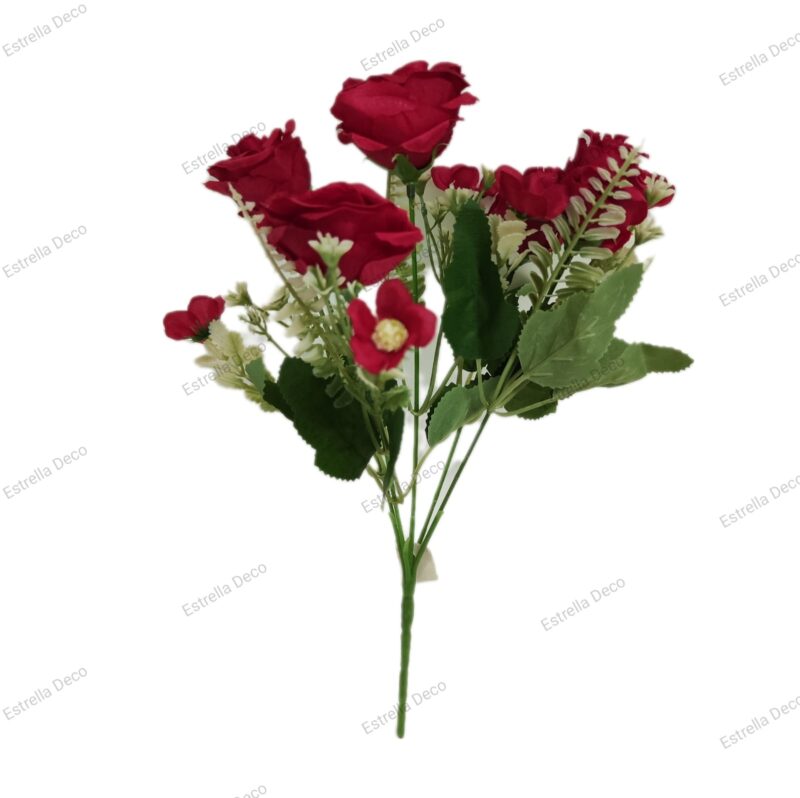 Ramo rosa artificial trae 5 rosas y 5 margaritas chicas - Imagen 8