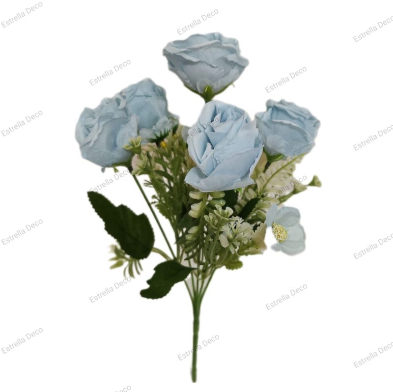 Ramo rosa artificial trae 5 rosas y 5 margaritas chicas - Imagen 6