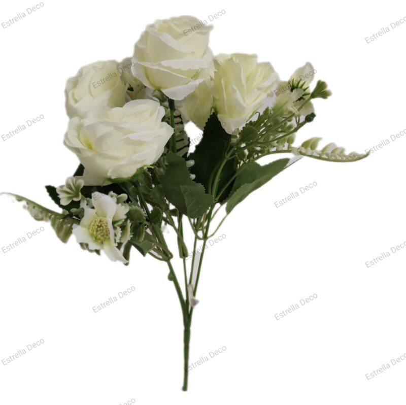 Ramo rosa artificial trae 5 rosas y 5 margaritas chicas - Imagen 2