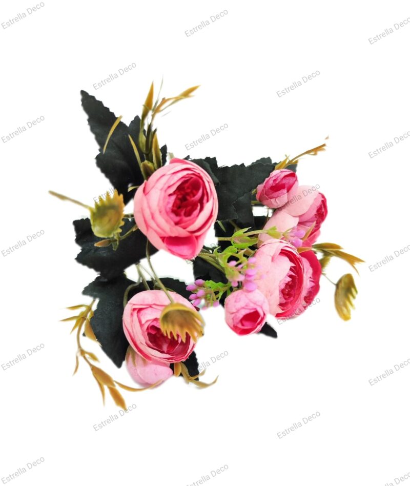 Ramo camelia artificial trae 5 camelias y 3 margaritas - Imagen 3