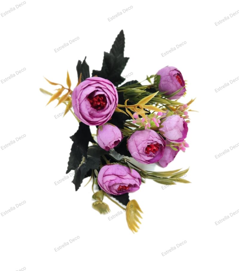 Ramo camelia artificial trae 5 camelias y 3 margaritas - Imagen 4