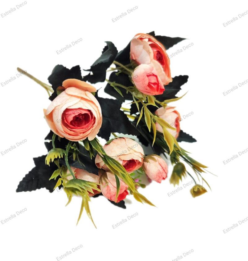 Ramo camelia artificial trae 5 camelias y 3 margaritas - Imagen 5