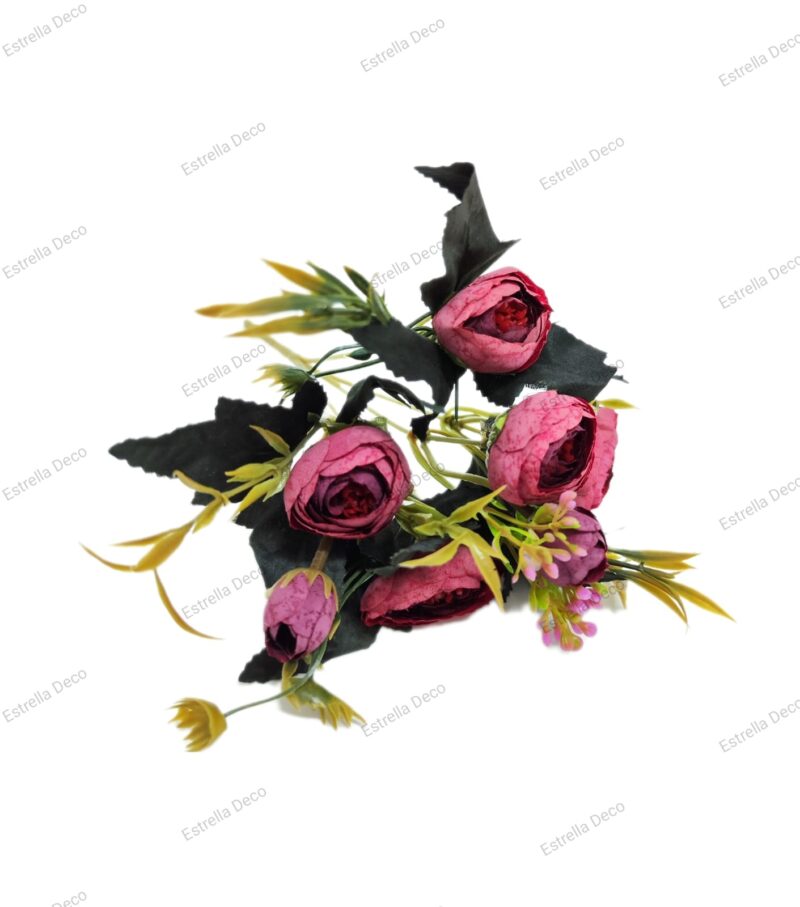 Ramo camelia artificial trae 5 camelias y 3 margaritas - Imagen 6