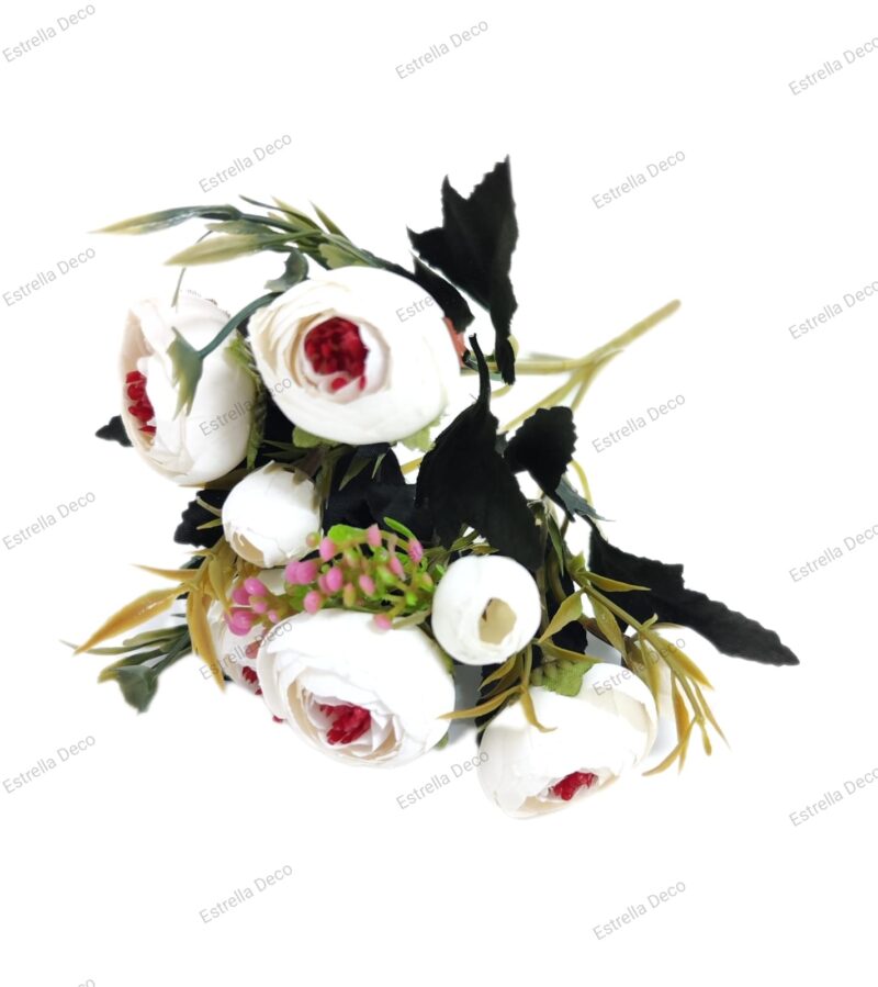 Ramo camelia artificial trae 5 camelias y 3 margaritas - Imagen 8