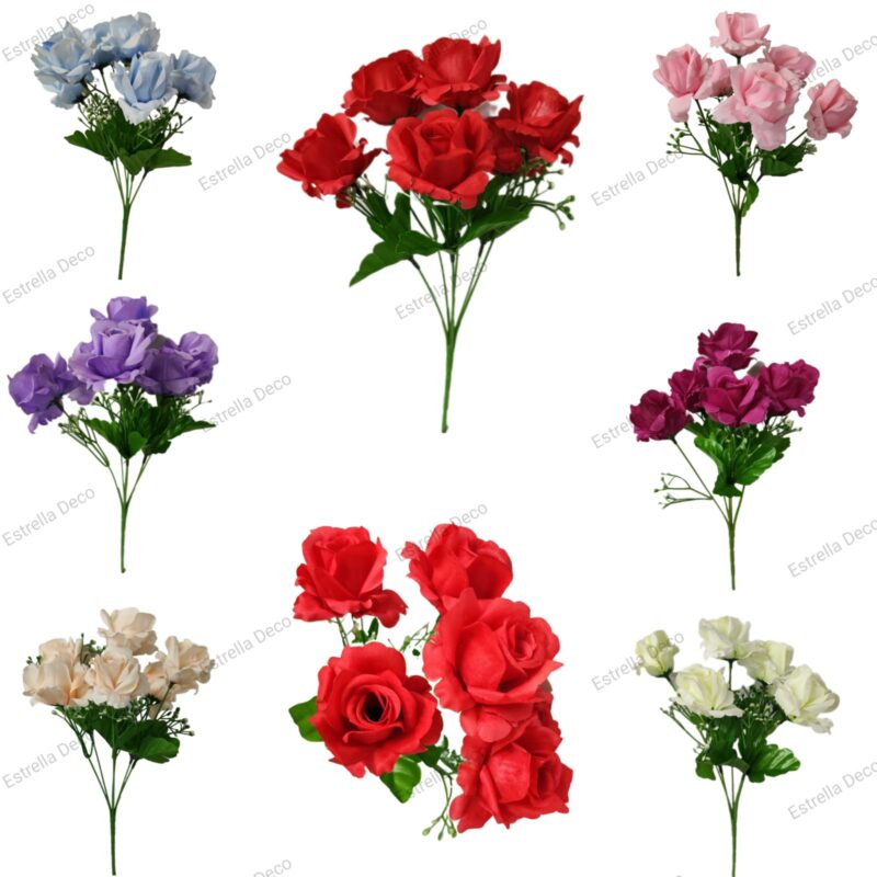 Ramo rosa artificial x 6