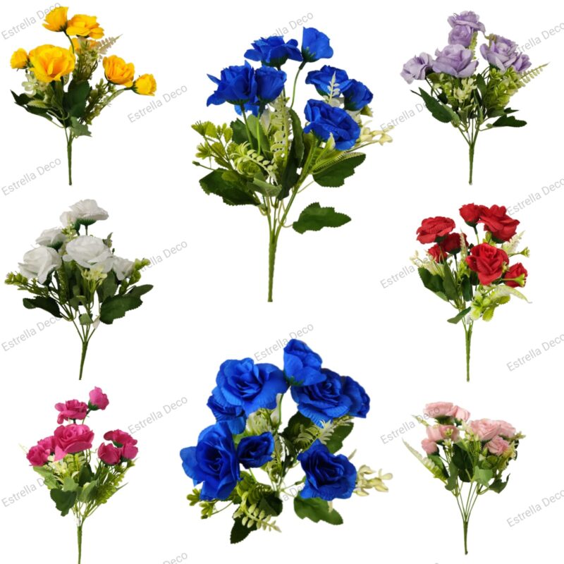 Ramo rosa artificial trae 5 rosas & 3 pimpollos
