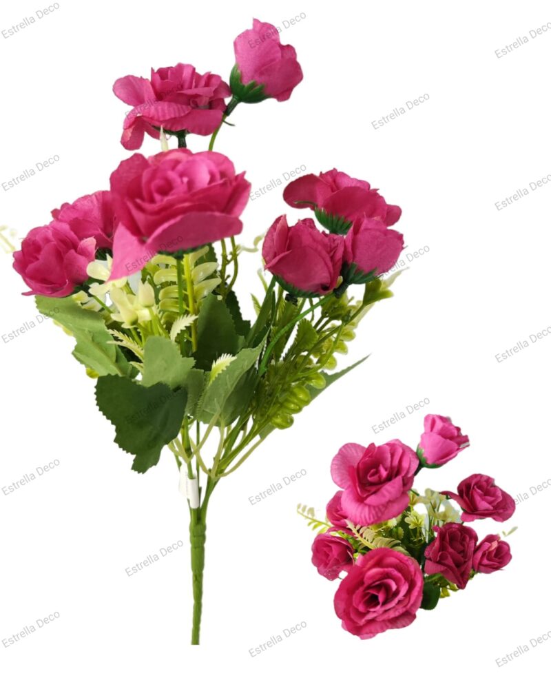 Ramo rosa artificial trae 5 rosas & 3 pimpollos - Imagen 2
