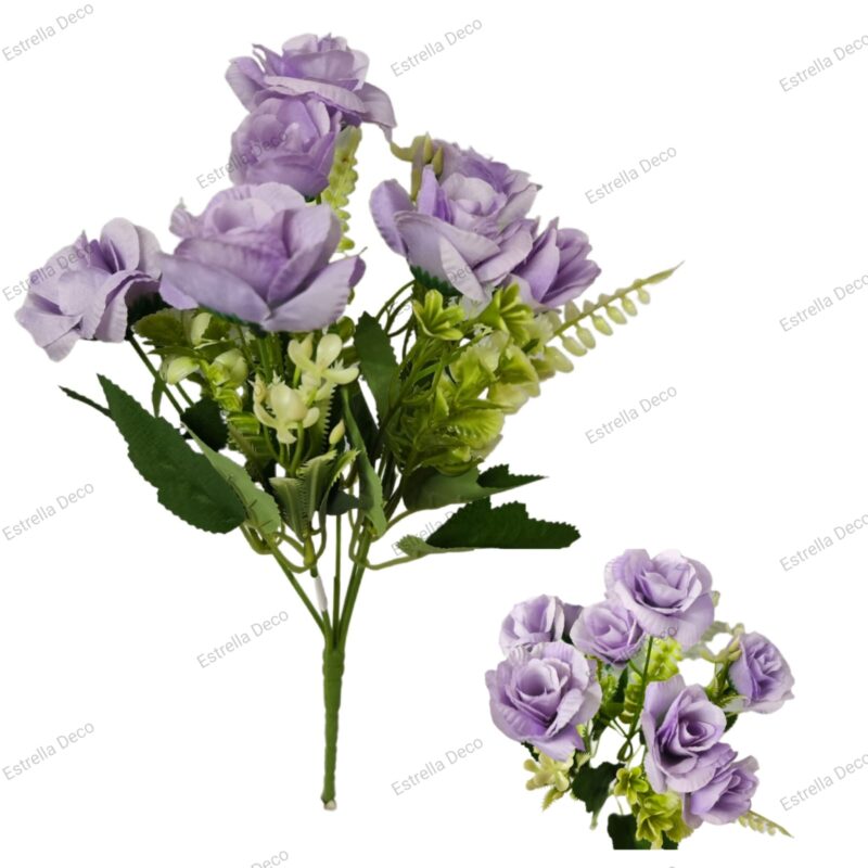 Ramo rosa artificial trae 5 rosas & 3 pimpollos - Imagen 5