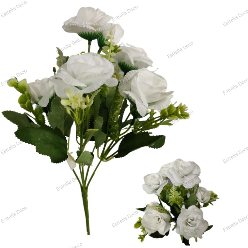 Ramo rosa artificial trae 5 rosas & 3 pimpollos - Imagen 6