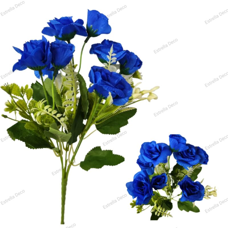 Ramo rosa artificial trae 5 rosas & 3 pimpollos - Imagen 8
