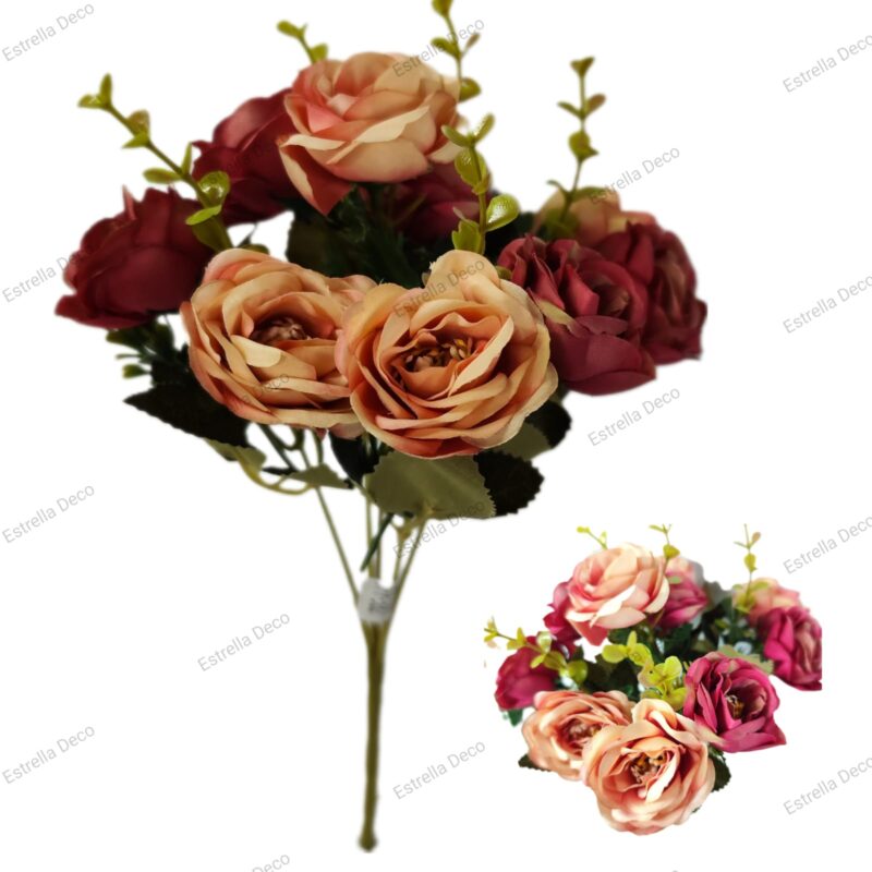 Ramo rosa artificial x 10 rosas - Imagen 4
