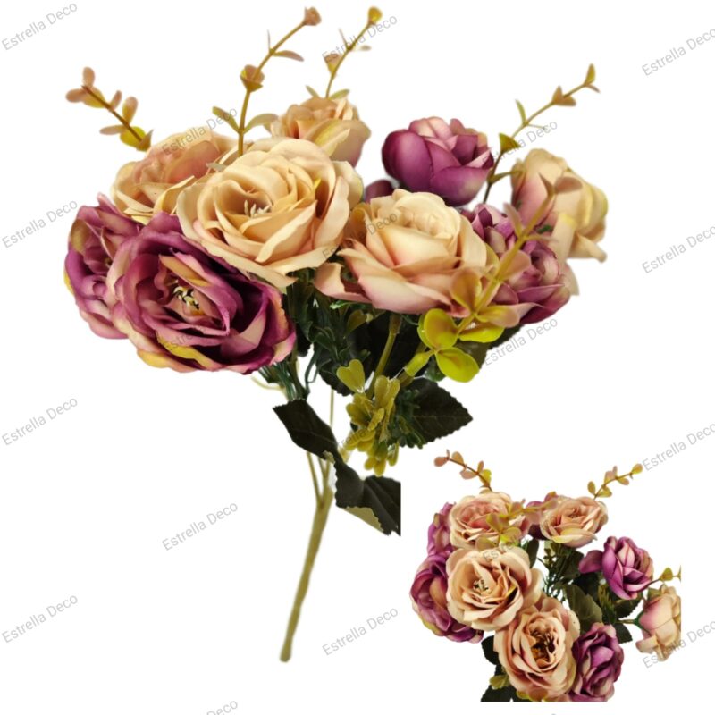 Ramo rosa artificial x 10 rosas - Imagen 5