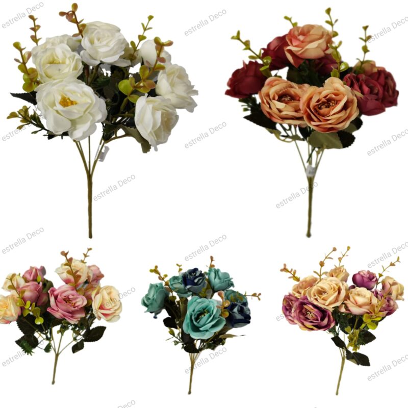 Ramo rosa artificial x 10 rosas