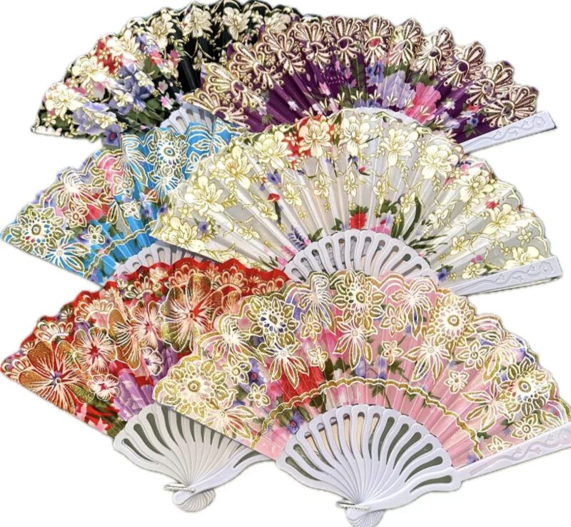 Pack de 12 Abanicos plastico c/tela
