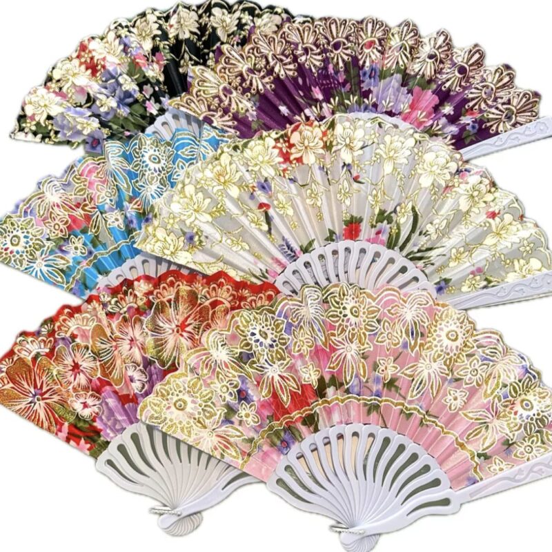 Pack de 12 Abanicos plastico c/tela