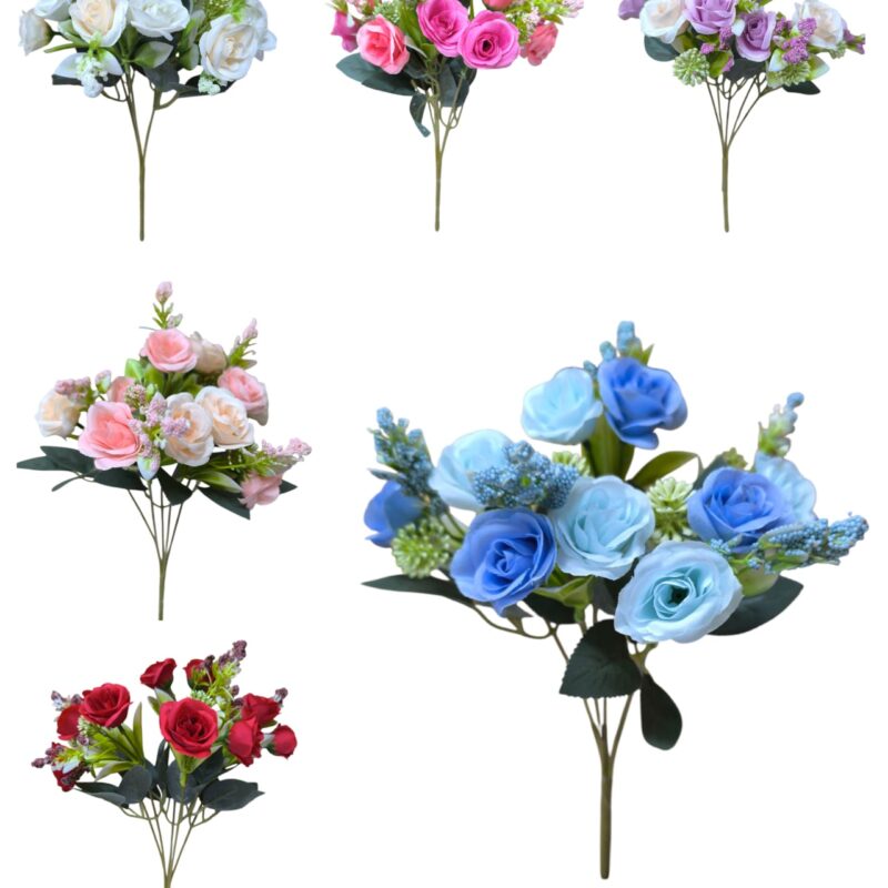 Ramo rosa artificial viene 10 rosas