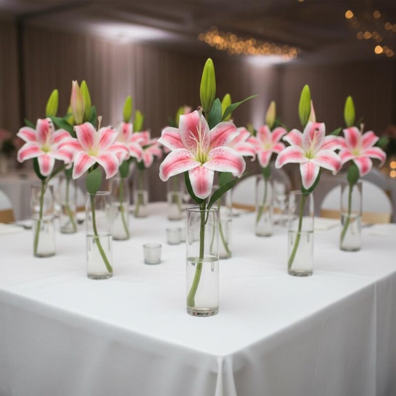 Ramo Vara lilium Lirio Artificial Premium x 1 flor + 2 pimpollos Estrella Deco