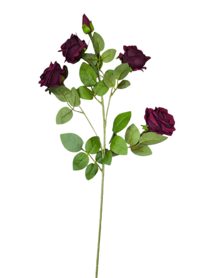 Vara flor rosa terciopelo 4 rosas + 1 pimpollo - Imagen 4