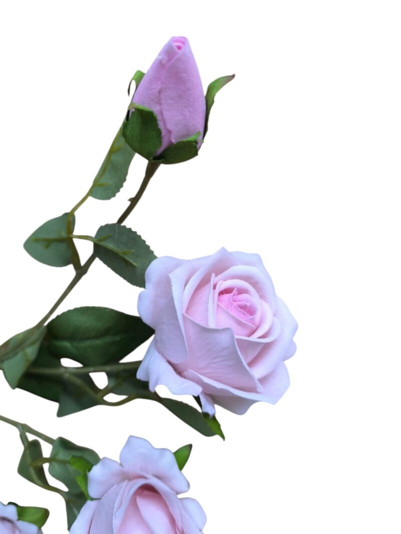 Vara flor rosa terciopelo 4 rosas + 1 pimpollo - Imagen 5