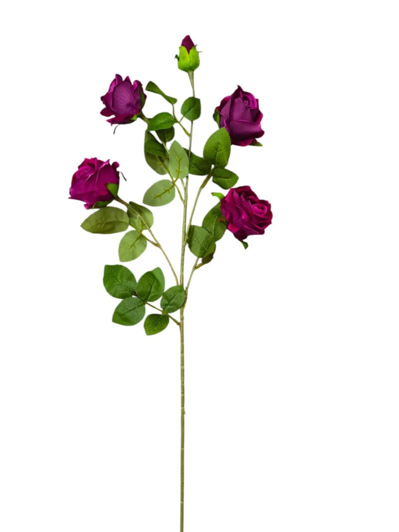 Vara flor rosa terciopelo 4 rosas + 1 pimpollo - Imagen 2