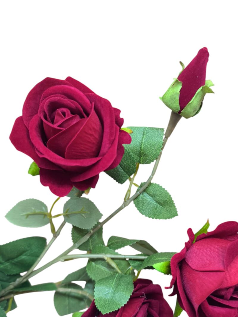Vara flor rosa terciopelo 4 rosas + 1 pimpollo - Imagen 9