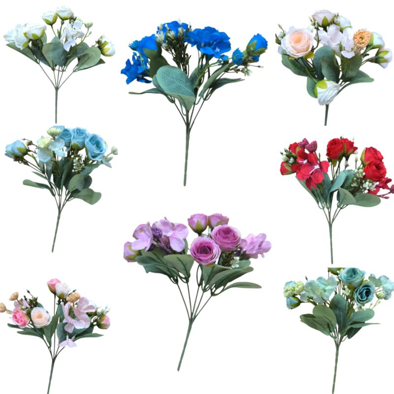 Ramo flores camelias 6 flores +10margaritas
