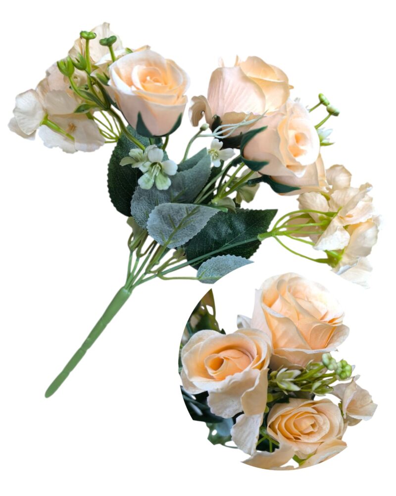 Ramo rosa 5 rosas +14 florcitas hortensias - Imagen 8