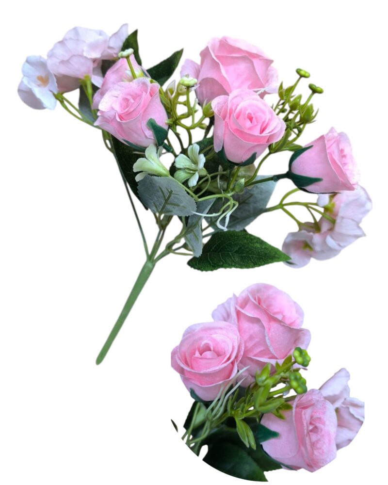 Ramo rosa 5 rosas +14 florcitas hortensias - Imagen 7