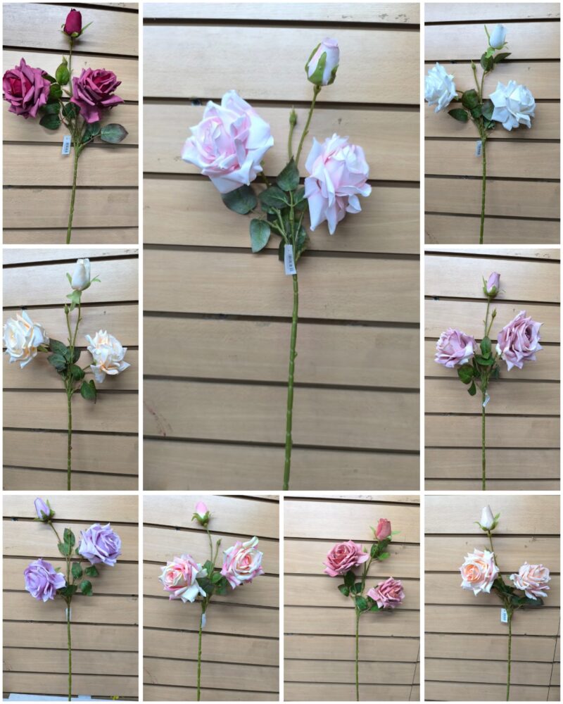 Vara rosa 72cm alto (2 rosa + 1 pimpollo)