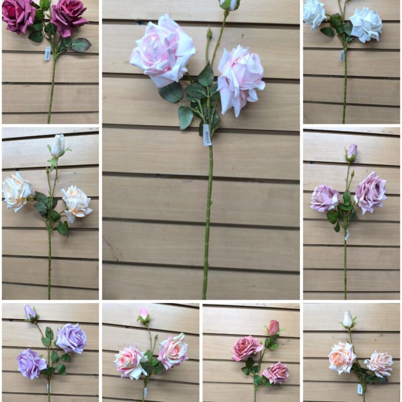 Vara rosa 72cm alto (2 rosa + 1 pimpollo)
