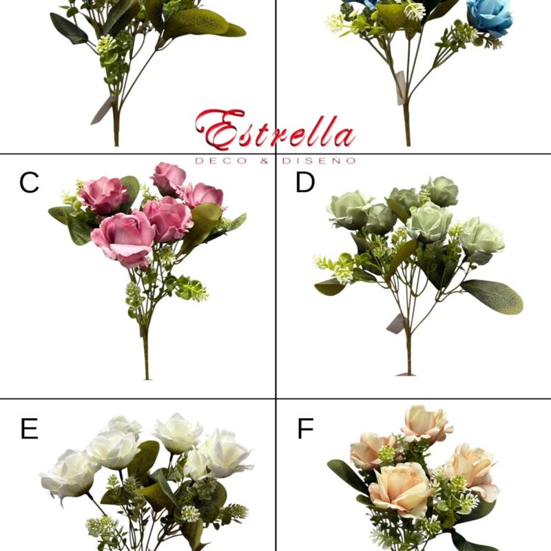Ramos flores color pastel x5 cabecitas