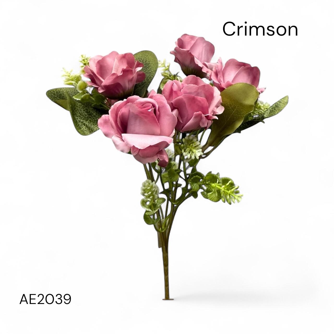 Ramo Rosa Artificial Realista Color Pastel x5 Cabecitas Estrella Deco - Imagen 3