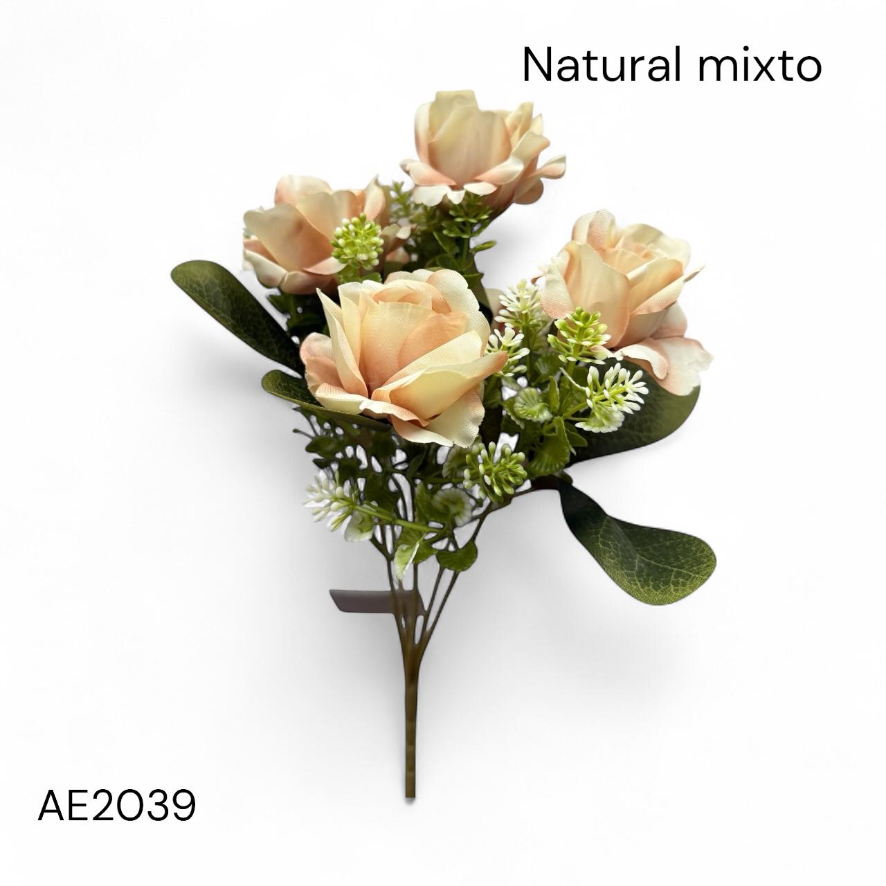 Ramo Rosa Artificial Realista Color Pastel x5 Cabecitas Estrella Deco - Imagen 6