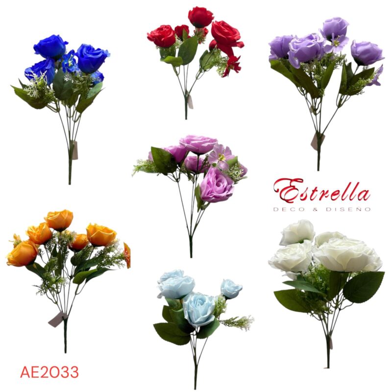 Ramos rosas x5 rosas y 3 florcitas de relleno