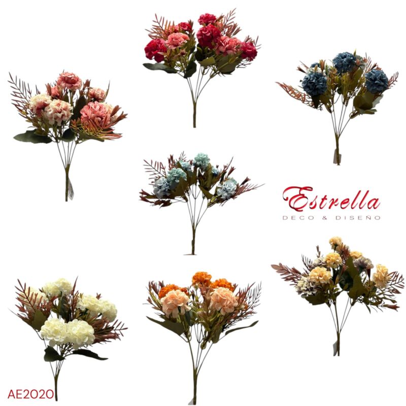 Ramo Horternsias Artificiales Bitono x10 cabecitas Estrella Deco