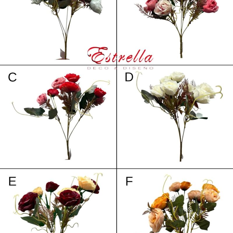Ramo Flores Artificiales Bitono x10 Cabecitas Estrella Deco