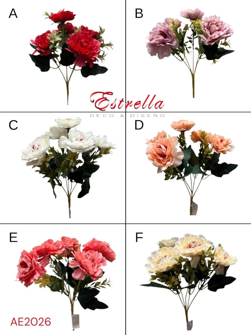 Ramo Peonias Artificiales x5 cabecitas Estrella Deco