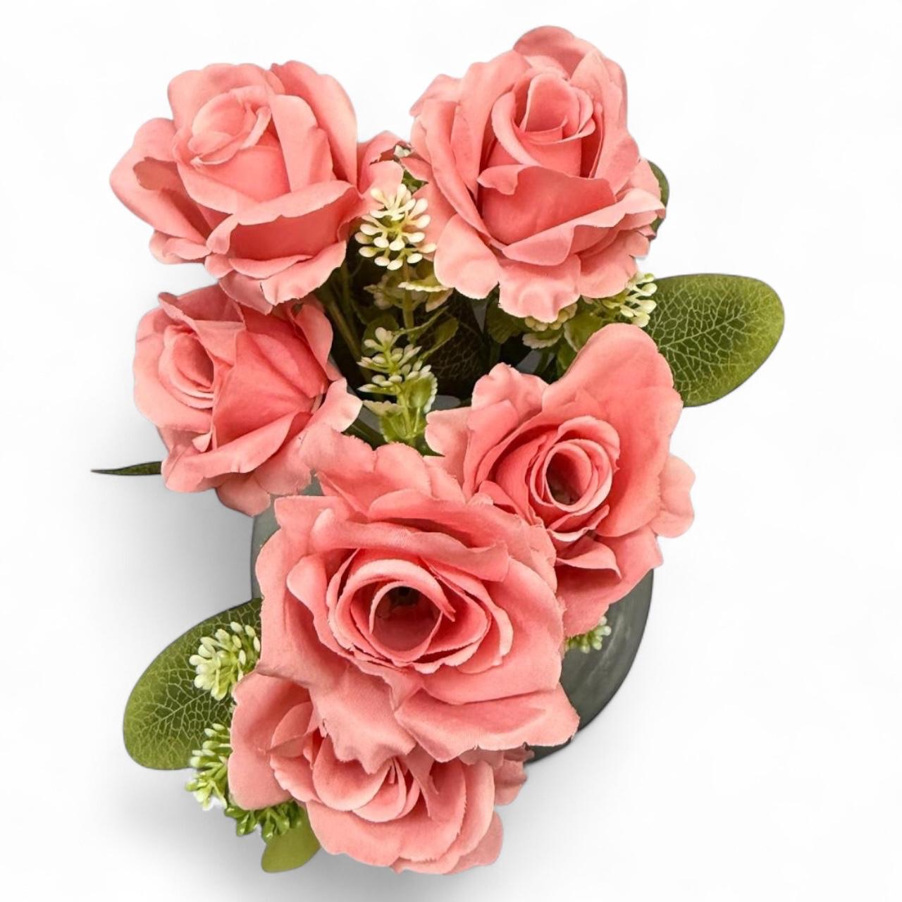 Ramo Rosa Artificial Realista Color Pastel x5 Cabecitas Estrella Deco - Imagen 13