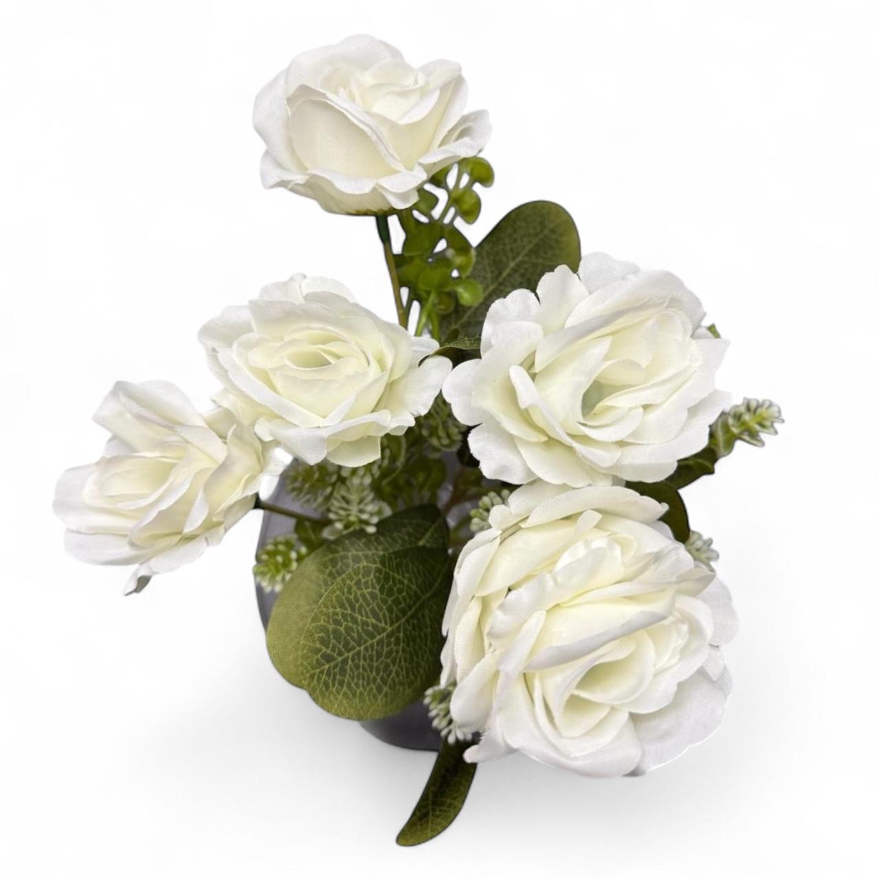 Ramo Rosa Artificial Realista Color Pastel x5 Cabecitas Estrella Deco - Imagen 8