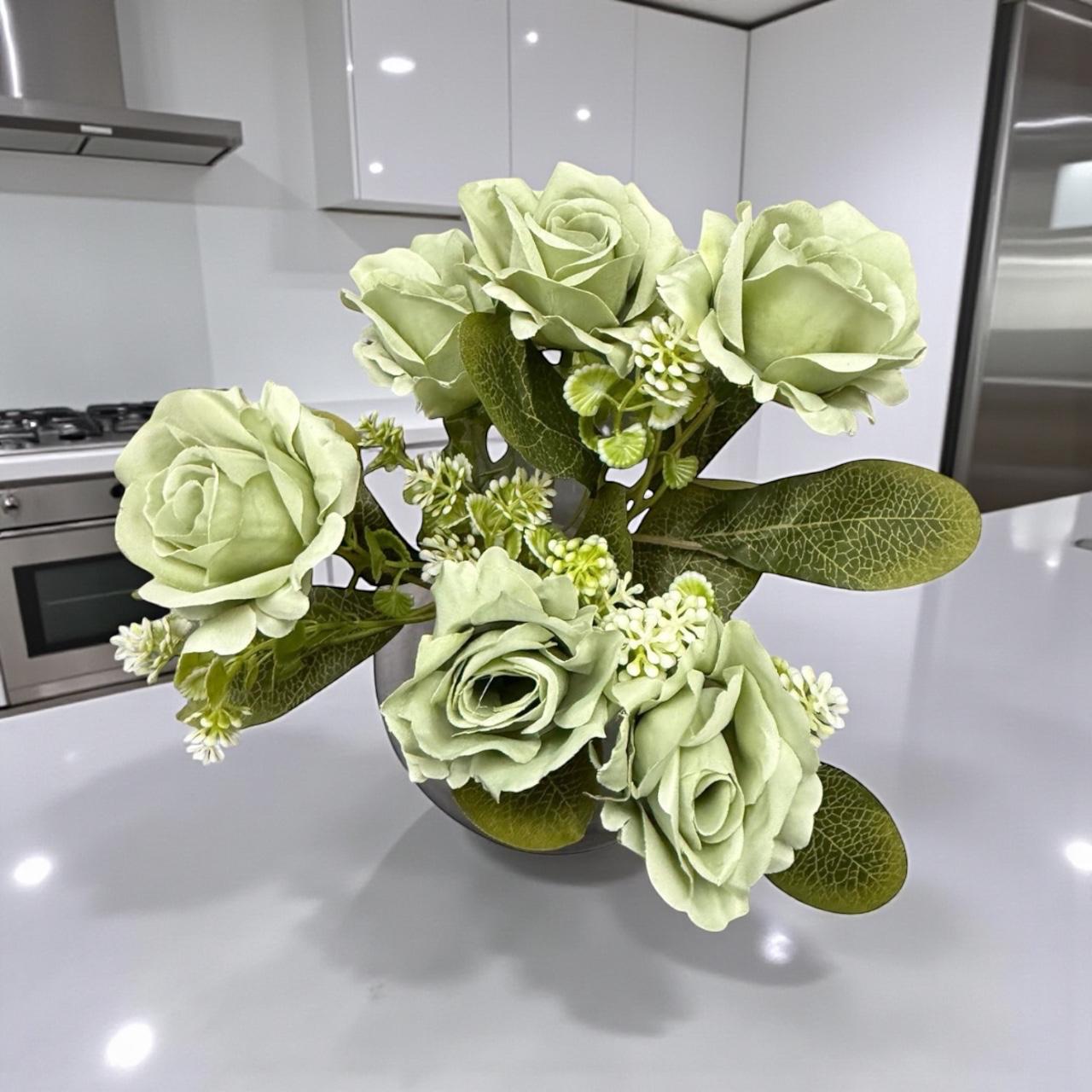 Ramo Rosa Artificial Realista Color Pastel x5 Cabecitas Estrella Deco - Imagen 14