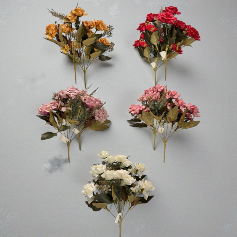 Ramos Rosas Artificiales Vintage Decoracion x6 cabecitas Estrella Deco