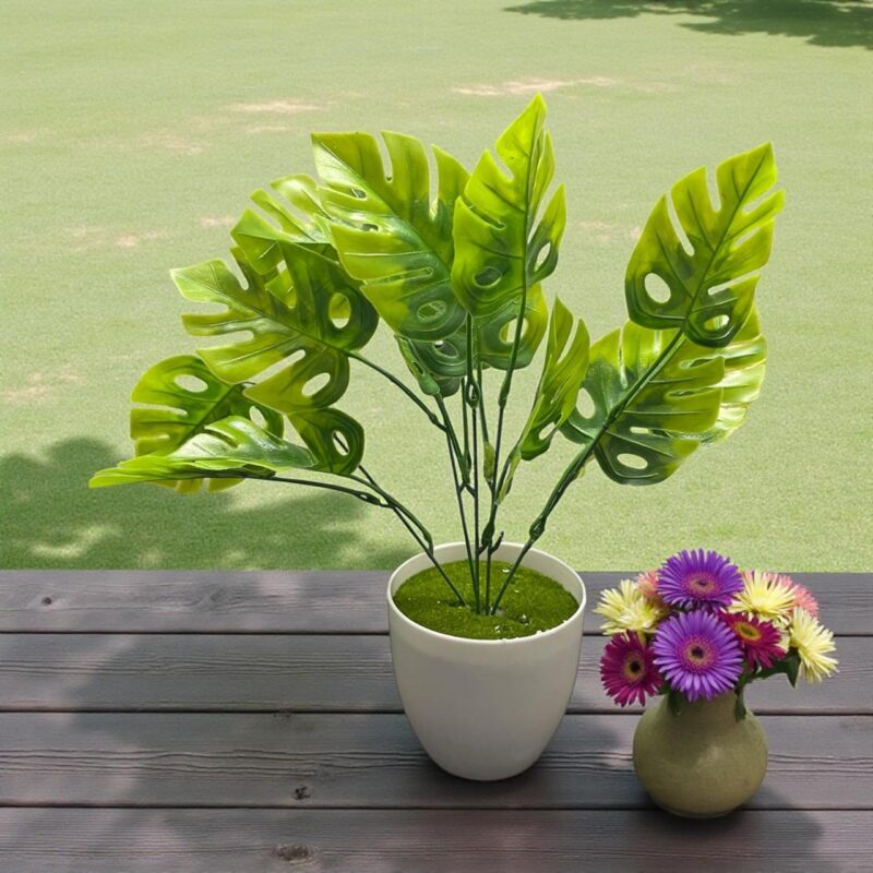 Planta Artificial Monstera Realista c/Maceta Estrella Deco ED2026