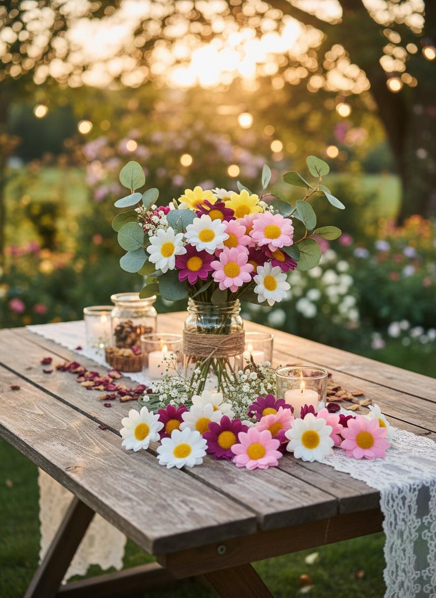 Flores Artificiales Tipo Margarita - Pack x 15 unidades Estrella Deco - Imagen 5