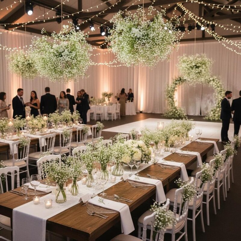 Ramo Vara Gipsofila Artificial Relleno Decorativo Realista Estrella Deco