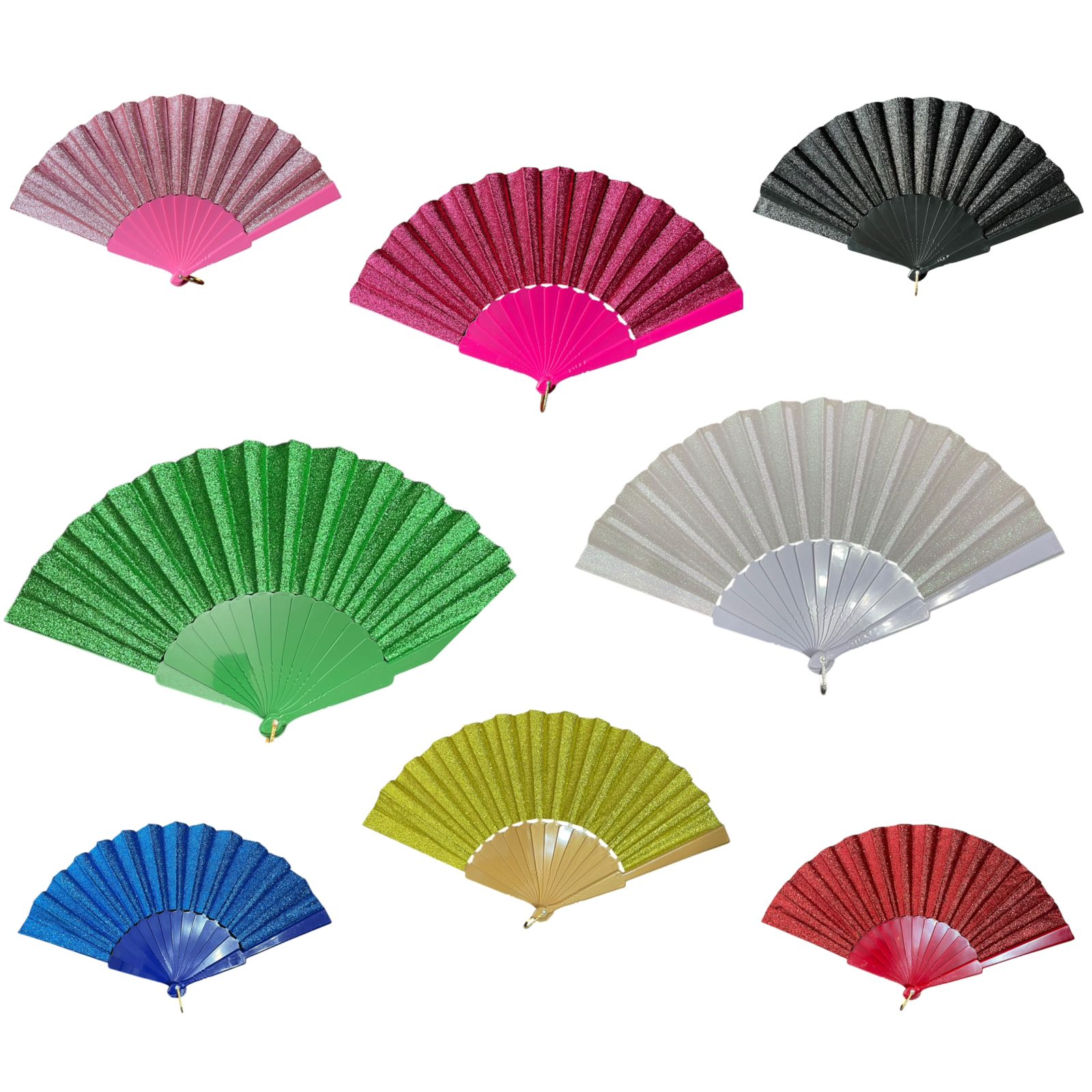 Pack x12 Abanico Con Brillo Gliter Surtidos Navidad Souvenir Estrella Deco