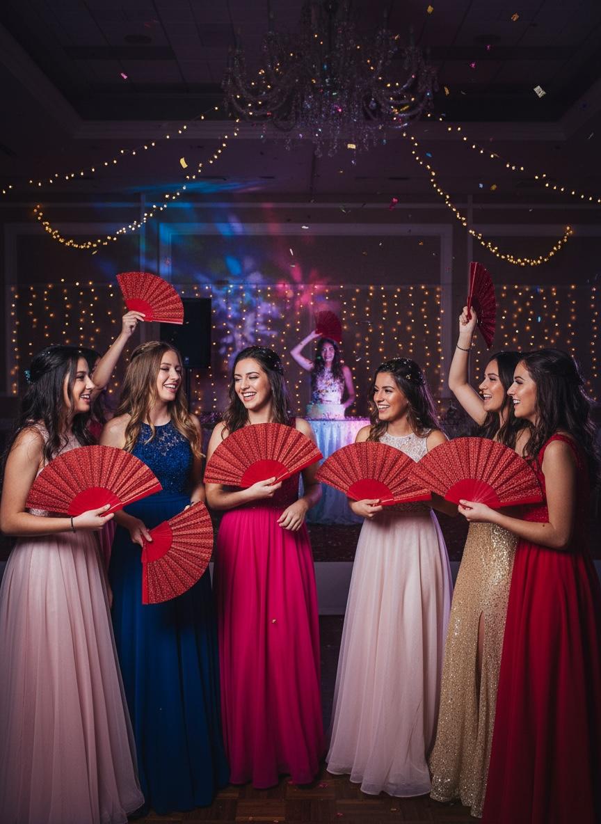 Pack x12 Abanico Con Brillo Gliter Surtidos Navidad Souvenir Estrella Deco - Imagen 4