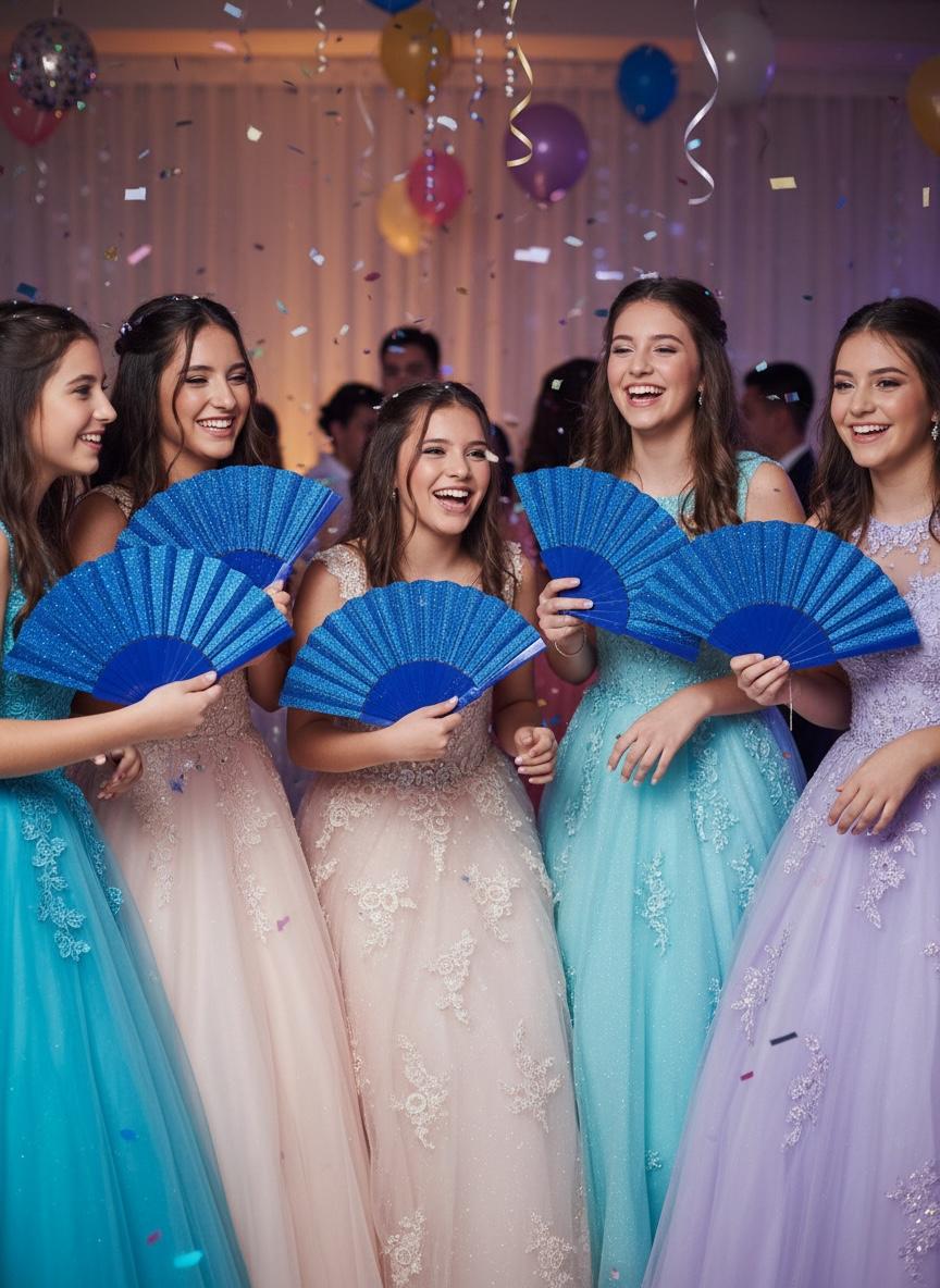 Pack x12 Abanico Con Brillo Gliter Surtidos Navidad Souvenir Estrella Deco - Imagen 3