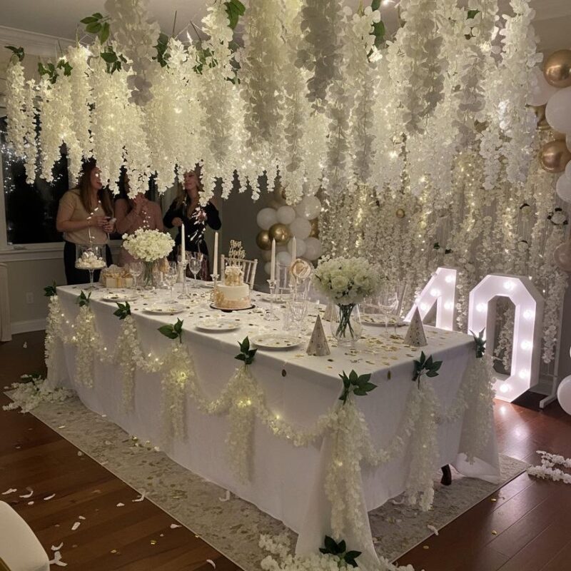 Ramo De Glicina Artificial 80cm - Colgante Decorativa Estrella Deco