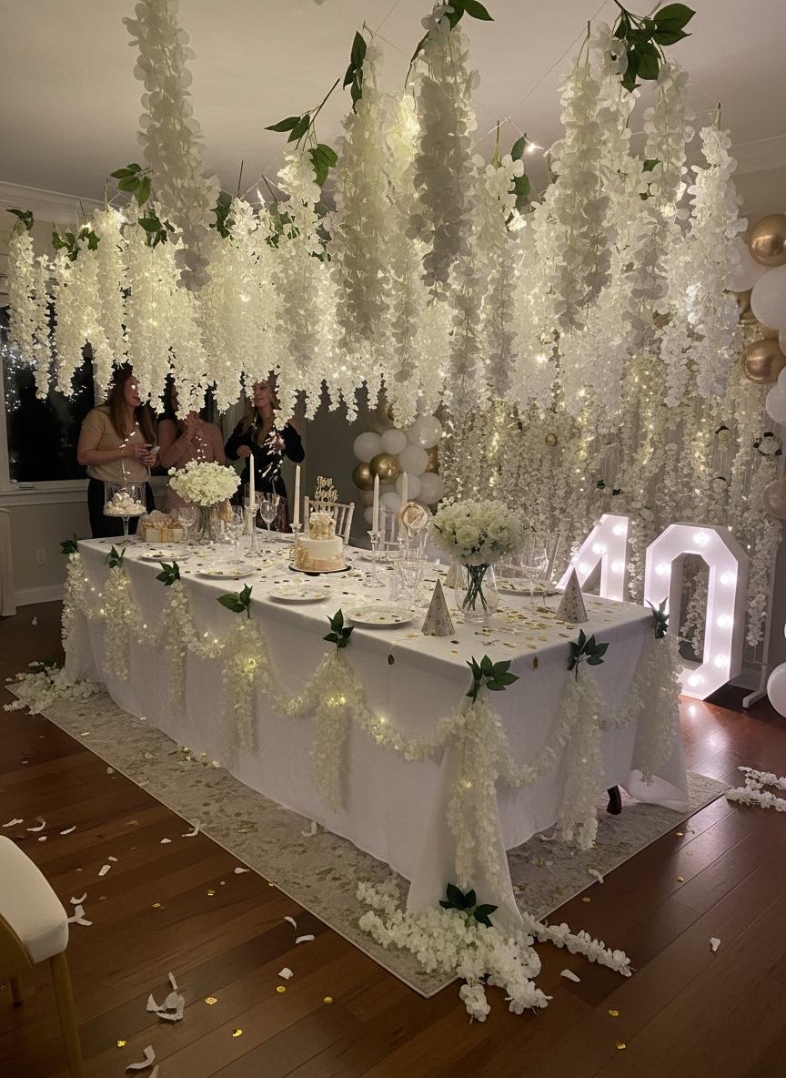 Ramo De Glicina Artificial 80cm - Colgante Decorativa Estrella Deco